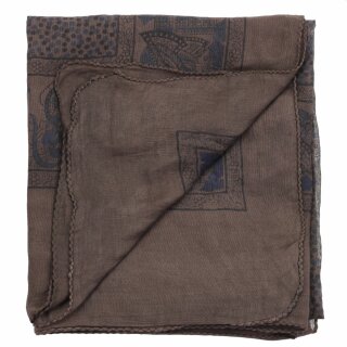 Baumwolltuch - Elefant - braun - blau-schwarz - quadratisches Tuch