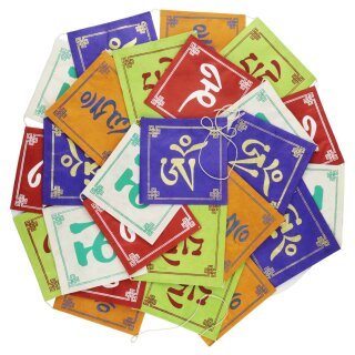 Prayer flag Om Mani Padme Hum paper 4.33x4.33 inch multicoloured flag chain garland chakra colours
