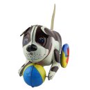 Blechspielzeug - Hund mit buntem Ball - Blechhund