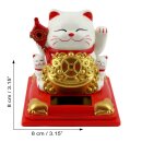 Glückskatze Maneki-Neko Knoten Solar auf Sockel 8cm Winkekatze Lucky cat
