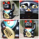 Lucky cat - Maneki Neko - Waving cat - 15 cm - black