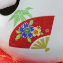 Glückskatze Maneki-neko Winkekatze aus Porzellan 26cm weiß winkende Katze