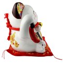 Glückskatze Maneki-neko Winkekatze aus Porzellan 26cm weiß winkende Katze