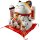Glückskatze Maneki-neko Winkekatze aus Porzellan 26cm weiß winkende Katze