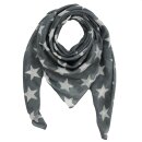 Cotton scarf - Stars 8 cm grey - white - squared kerchief