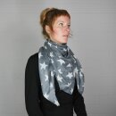 Baumwolltuch - Sterne 8 cm grau - weiß - quadratisches Tuch