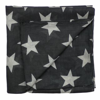 Baumwolltuch - Sterne 8 cm schwarz - grau - quadratisches Tuch