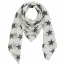 Cotton Scarf - Stars 8 cm white - grey - squared kerchief