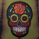 Aufnäher - Totenkopf Mexico mit Rose - schwarz-orange - Patch