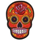 Aufnäher - Totenkopf Mexico mit Rose - orange-rot - Patch