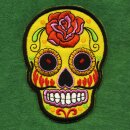 Aufnäher - Totenkopf Mexico mit Rose - gelb-orange -...