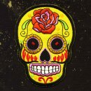 Aufnäher - Totenkopf Mexico mit Rose - gelb-orange - Patch