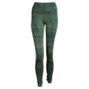 Leggings - Batik - Ornamental skin - black - green S/M