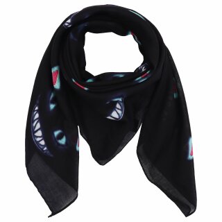 Cotton scarf - Faces - black - squared kerchief