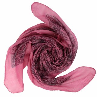 Baumwolltuch - Indisches Muster 1 - rosa 2 - quadratisches Tuch