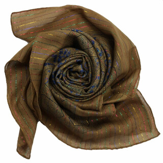 Baumwolltuch - Indisches Muster 1 - braun Lurex mehrfarbig - quadratisches Tuch
