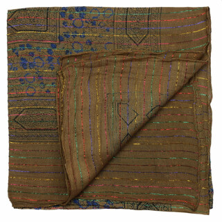 Baumwolltuch - Indisches Muster 1 - braun Lurex mehrfarbig - quadratisches Tuch