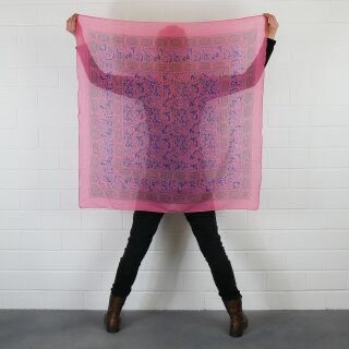Baumwolltuch - Indisches Muster 1 - pink - quadratisches Tuch