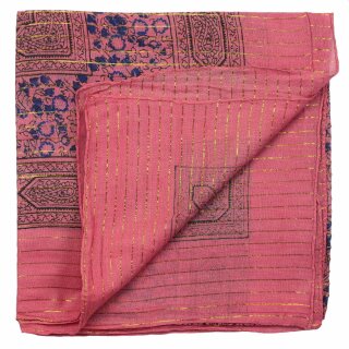 Baumwolltuch - Indisches Muster 1 - pink Lurex gold - quadratisches Tuch