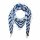 Cotton Scarf - geometrical pattern 05 - white - blue - squared kerchief