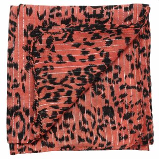 Baumwolltuch - Leopard 1 rot - silber - quadratisches Tuch