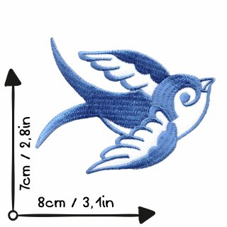 Aufnäher - Schwalbe blau-weiß 2 - Kopf rechts - Patch