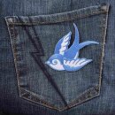 Aufnäher - Schwalbe - blau-weiß 2 - Kopf links - Patch