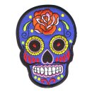 Aufnäher - Totenkopf Mexico mit Rose - blau-orange 2...