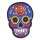 Aufnäher - Totenkopf Mexico mit Rose - blau-orange 2 - Patch