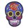 Patch - Skull Mexico with Rose - blue-orange 2