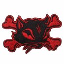 Patch - Cats Head with bones - black-red