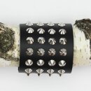Leather-Bracelet with studs 4-row - black