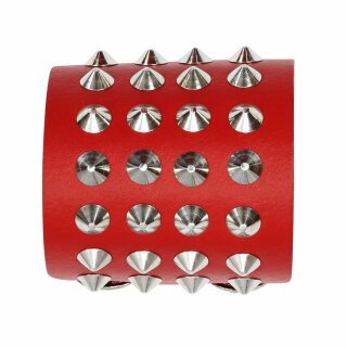 Leather-Bracelet with studs 4-row - red
