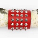 Leather-Bracelet with studs 4-row - red