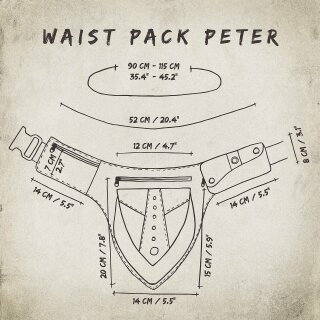 Gürteltasche - Peter - rot-bordeaux - Bauchtasche - Hüfttasche mit mehreren Taschen
