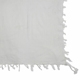 Baumwolltuch fein & dicht gewebt - weiß - mit Fransen - quadratisches Tuch