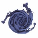 Cotton scarf fine & tightly woven - blue - with fringes - squared kerchief