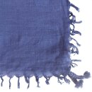 Cotton scarf fine & tightly woven - blue - with fringes - squared kerchief