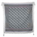 Stylishly detailed scarf with Kufiya style - Pattern 2 - white - black