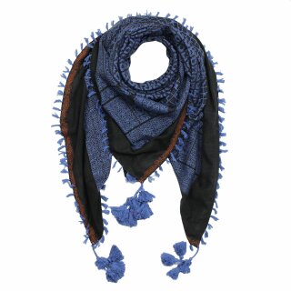 Stilvoll detailliertes Tuch im Pali-Look - schwarz - blau - Muster 4