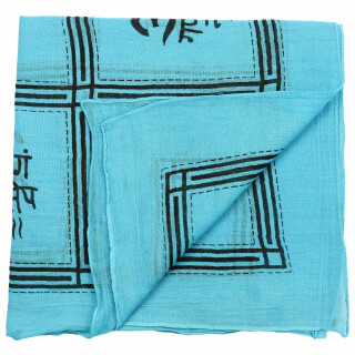 Baumwolltuch - Om 2 blau - schwarz - quadratisches Tuch
