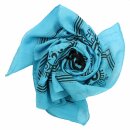 Cotton scarf - Om 2 blue - black - squared kerchief