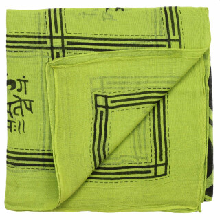 Baumwolltuch - Om 2 grün - schwarz - quadratisches Tuch