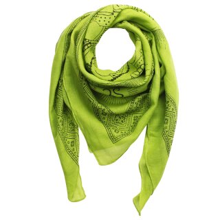 Cotton Scarf - Ganesha green - black - squared kerchief