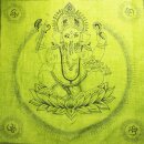 Cotton Scarf - Ganesha green - black - squared kerchief