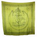 Baumwolltuch - Ganesha grün - schwarz - quadratisches Tuch