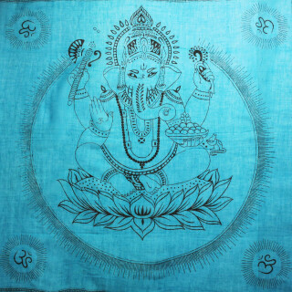 Baumwolltuch - Ganesha blau - schwarz - quadratisches Tuch
