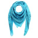 Cotton Scarf - Ganesha blue - black - squared kerchief