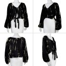 Long Sleeve Shirt Top Batik Tie Dye bellyless T-Shirt