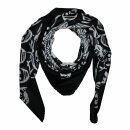 Cotton Scarf - Skulls with spiders web 03 black - white -...